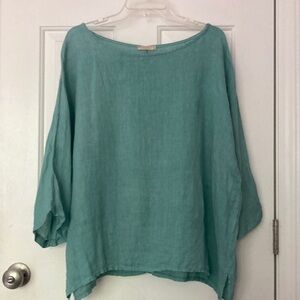 Giusy Linen greenish-blue top